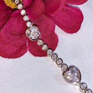 Sterling Silver CZ Tennis Bracelet with Hearts